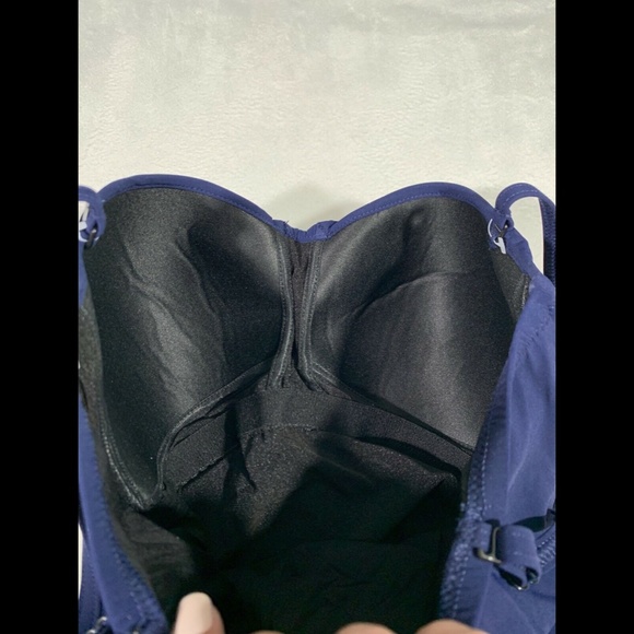 NEW $128 Profile by Gottex Lace-Up Strapless One-Piece Swimsuit Navy [ 10 ]‎ - Picture 11 of 12